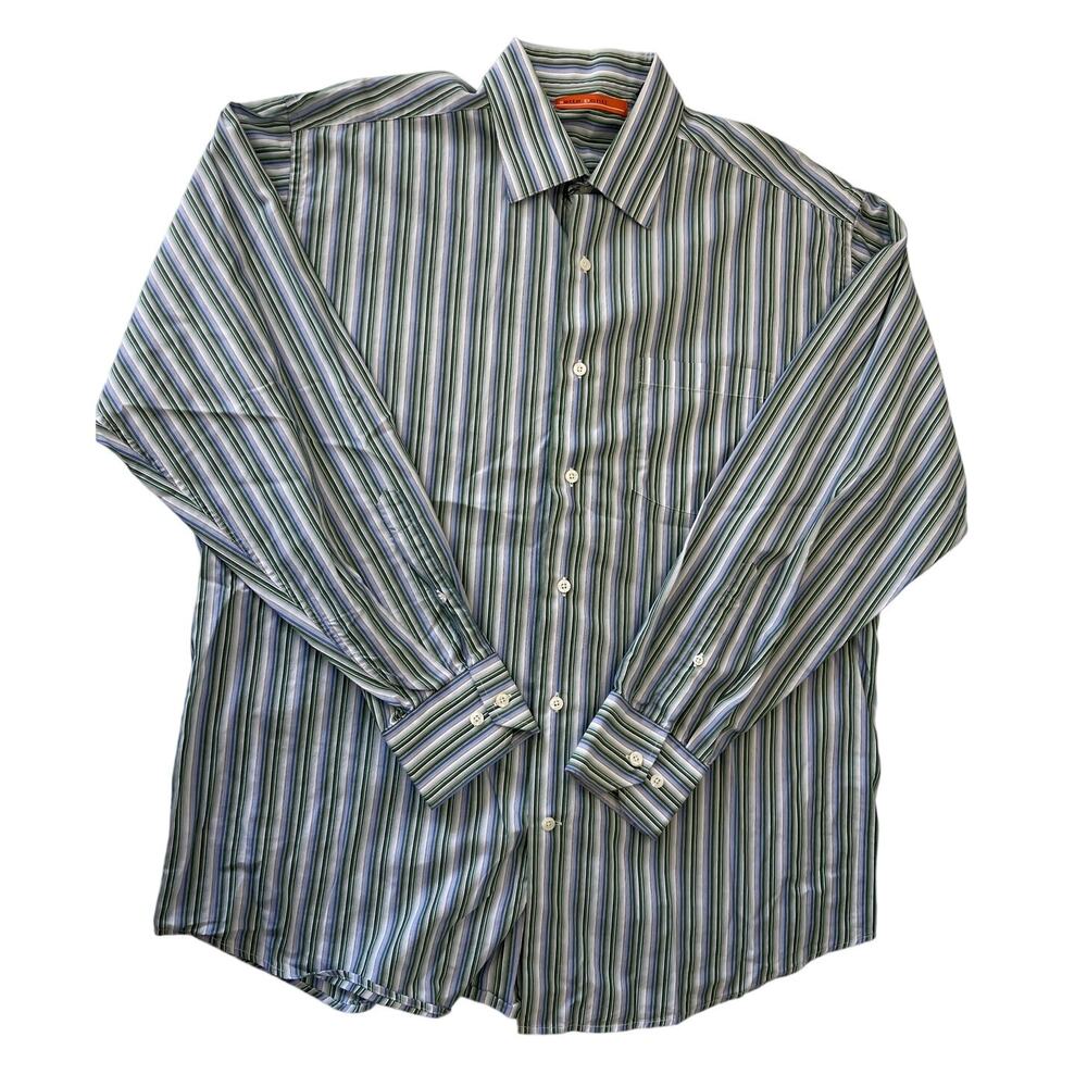 Sette Ponti Striped Button Down Casual Work Preppy Classic Mens XL